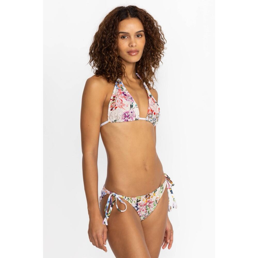 Johnny Was bikini bottom white floral Neon Jungle Eyelet ties swim NWOT $120 XL